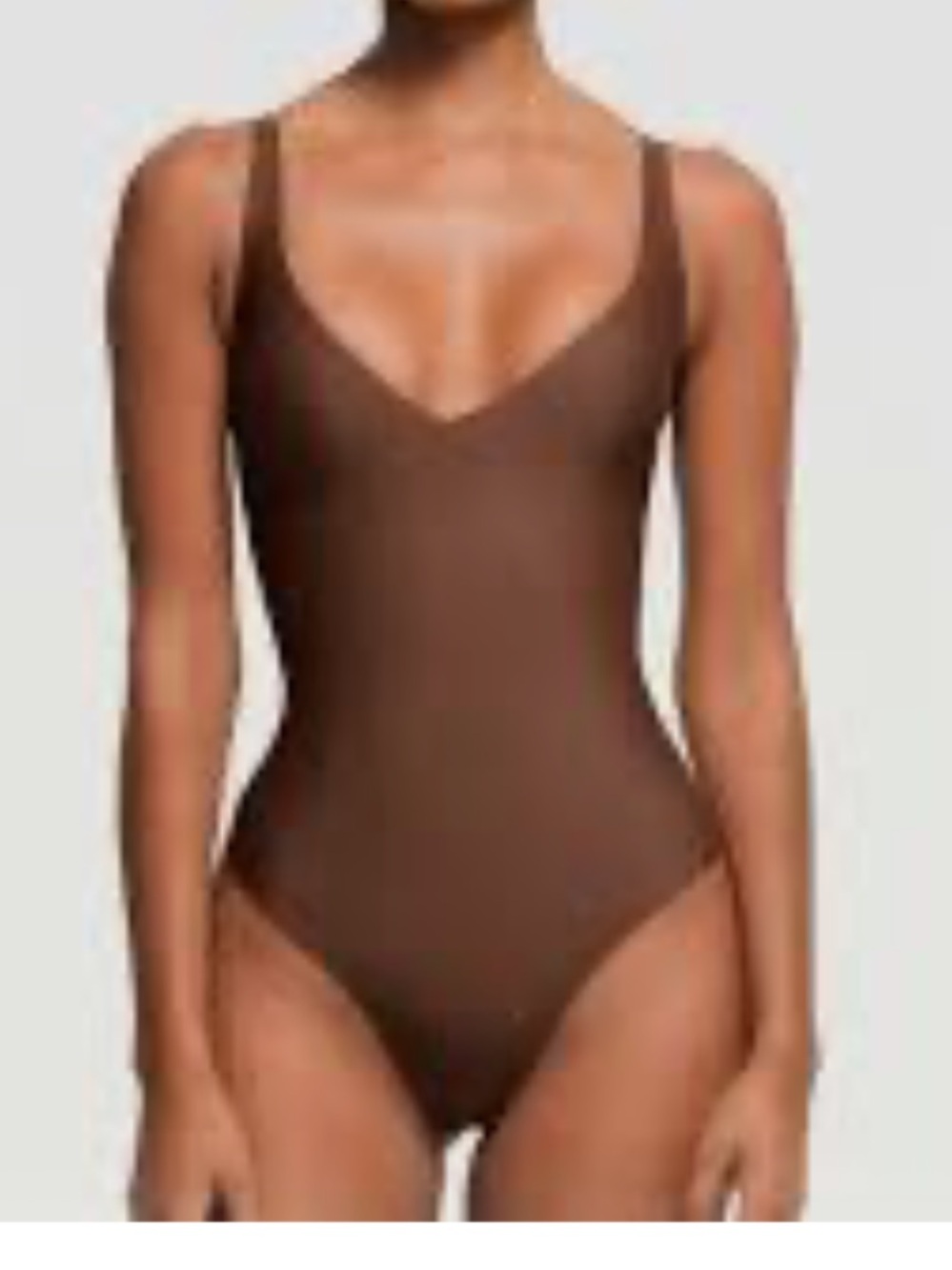 SKIMS Brown Seamless Plunge Shapewear Bodysuit. 3XL